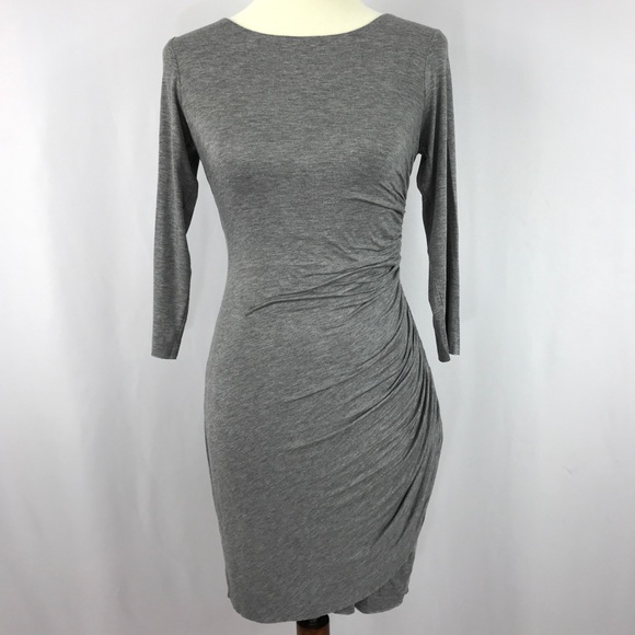 Heather Gray Back Twist 3/4 Sleeve Mini Dress - Picture 4 of 8
